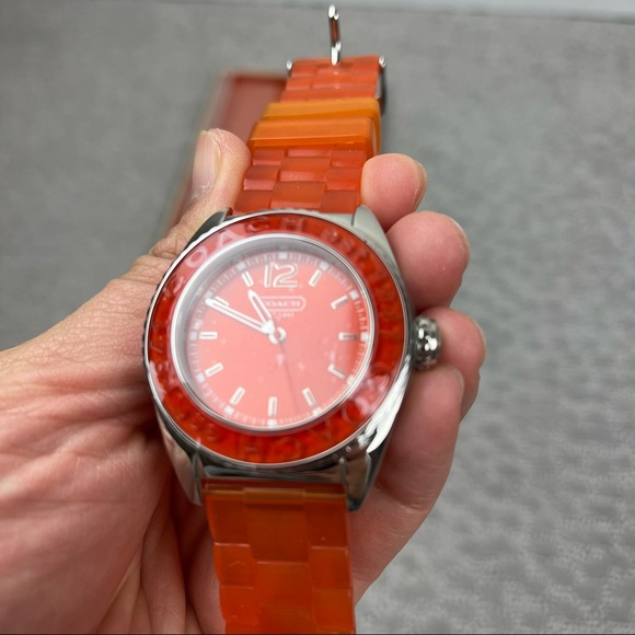 Nwot Coach Watch Orange Silicon Jelly Strap Andee Boyfriend Ladies Watch - Picture 10 of 10